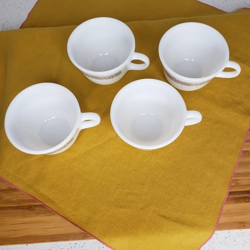 Corning Woodland Print Tea Coffee Cups Cottagecore Grannycore Vintage 1970s